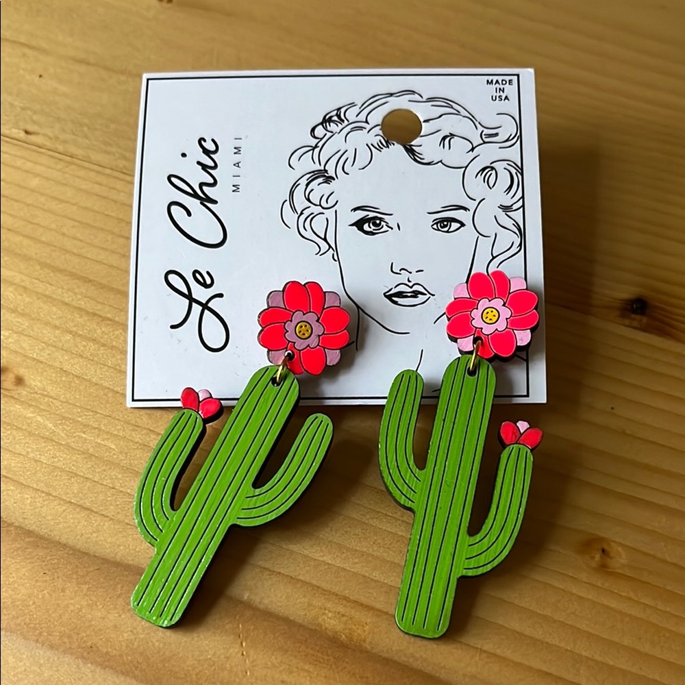 Green Cactus Earrings